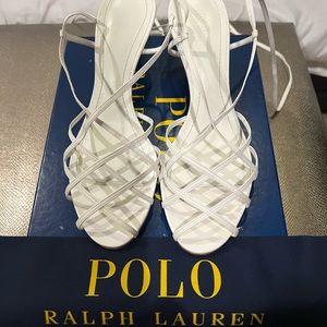 POLO Ralph Lauren White Nappa Leather Sandals- Lace Tie/Ups to the knee